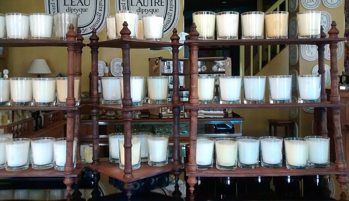 Candles on display at Diptyque